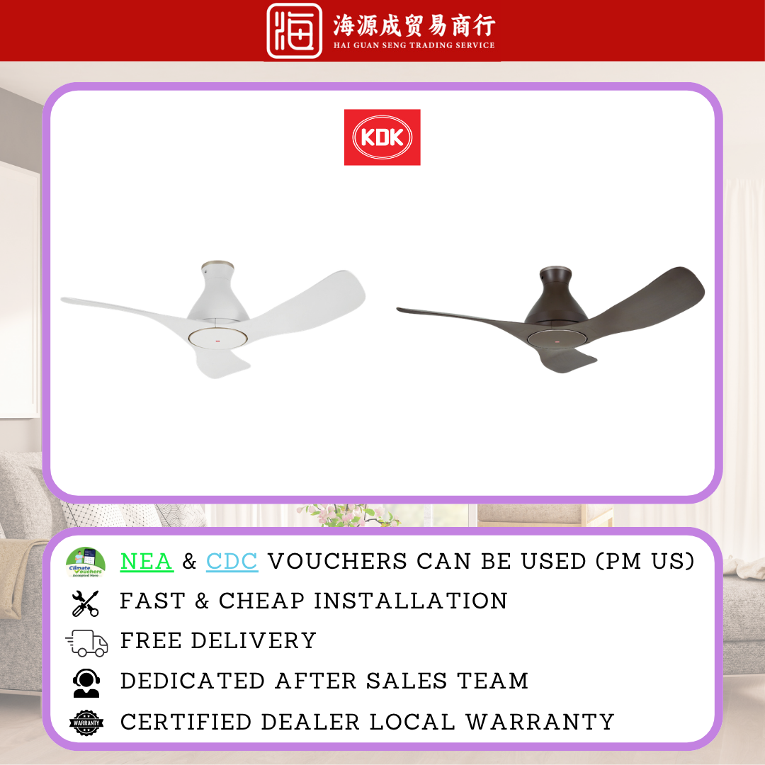 KDK, KDK E48HP 48" DC Ceiling Fan with WiFi (No Light), DC motor, 48", Climate Voucher eligible, Singapore